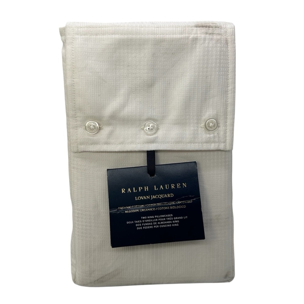 Ralph Lauren Lovan Organic Cotton
Jacquard 2 KING Pillowcases Studio White NEW